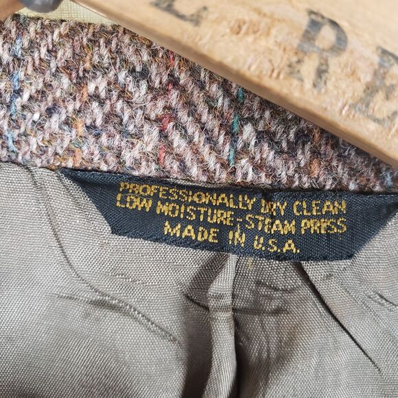 Vintage Signature Series Herringbone Tweed Wool Blazer Sport Coat Jacket Mens 40 - Picture 5 of 11